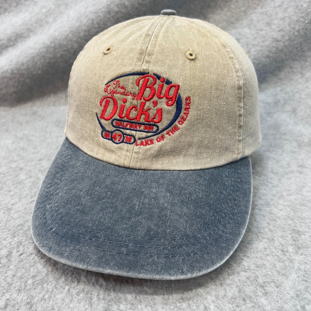 Big Dicks Halfway Inn Mens Tan Adams Baseball Hat Lake of the Ozarks OSFA